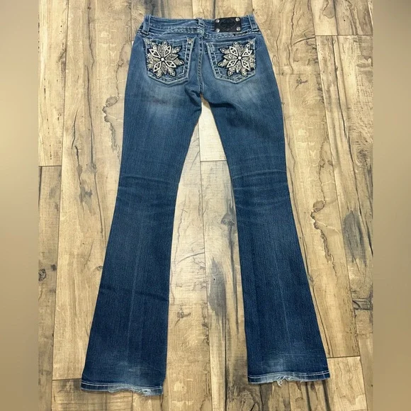 Miss Me Dark Blue Flare Jeans with Embroidery - Picture 1 of 1